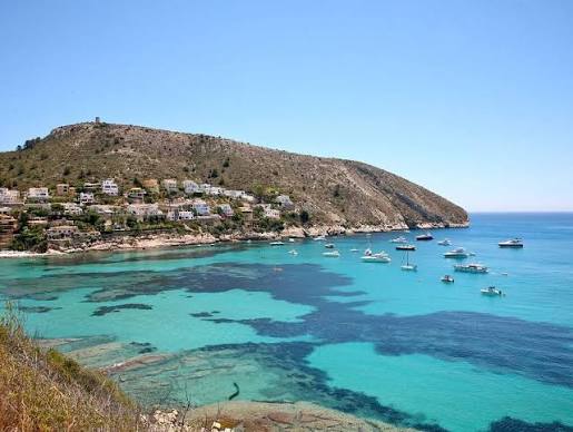 El Portet bay with anchored yachts